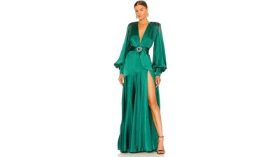 Bronx and Banco Carmen Gown in Maroon | REVOLVE